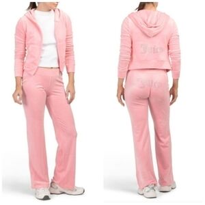 🔹️JUICY COUTURE🔹️ Flamingo Classic Velour Track Suit Joggers Sweats ✨️💗